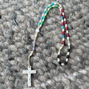 Vintage Plastic Heart Beaded Multicolor Kids Travel Catholic Christian Rosary